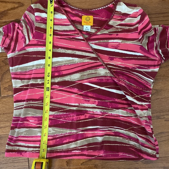 Ruby Rd. Pink/Tan quarter length sleeves blouse PL - Picture 8 of 9
